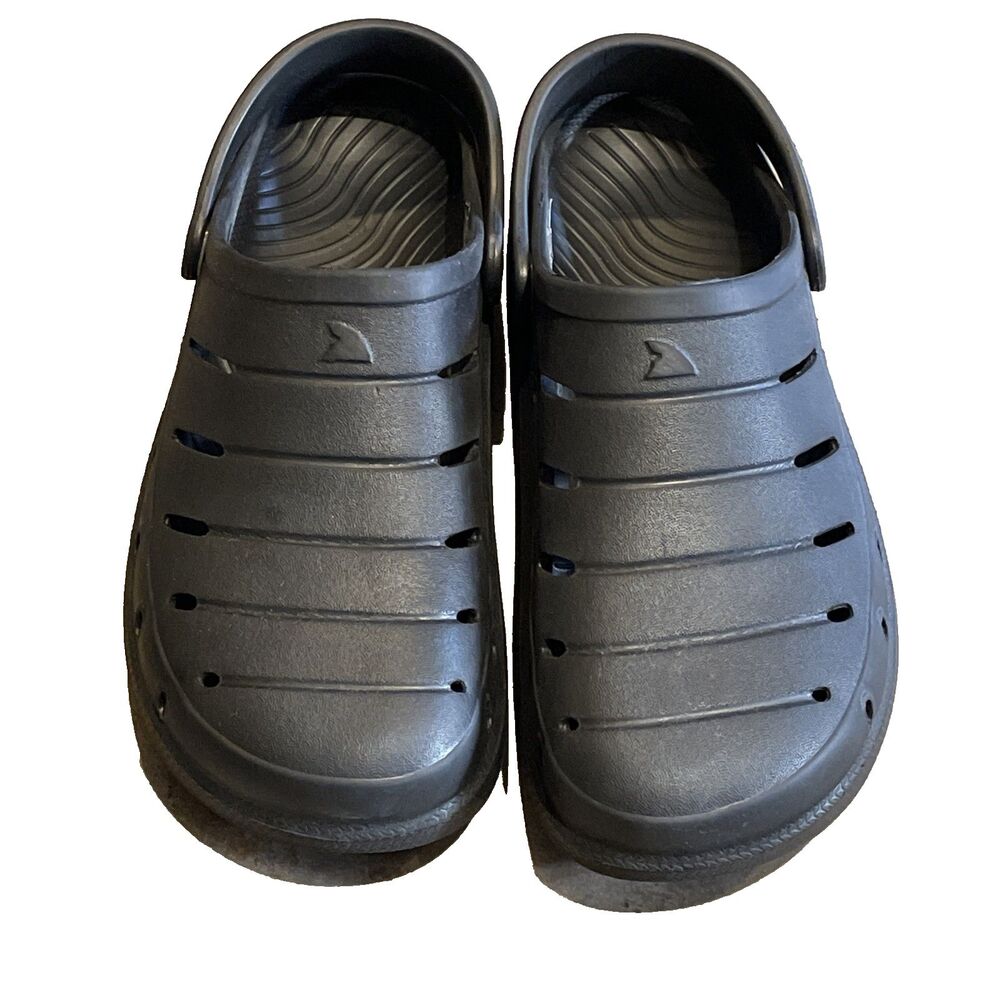 Rugged Shark Black Slip-on EVA Clog Sandal Shoes Mens Size 8 Lightweight Casual